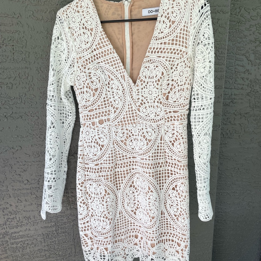 Do+Be White Lace Long Sleeve Dress